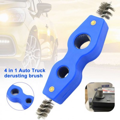 Wire Auto Truck Anti Corrosion Cable Portable Post Terminal Car Battery Brush Dirt Durable Steel Cleaning Rust Removal 4 in 1