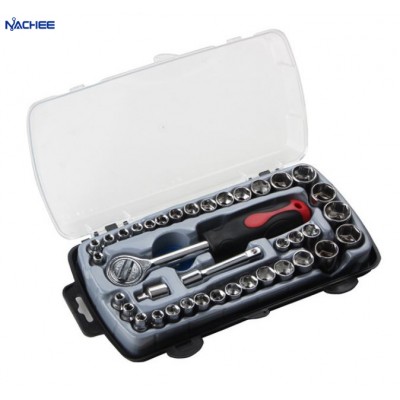 40pcs Metric Mechanics Home Automobile Motorcycle Repair Tool Box Socket Bit Set Sleeve Screwdriver Kit Ratchet Wrench Set